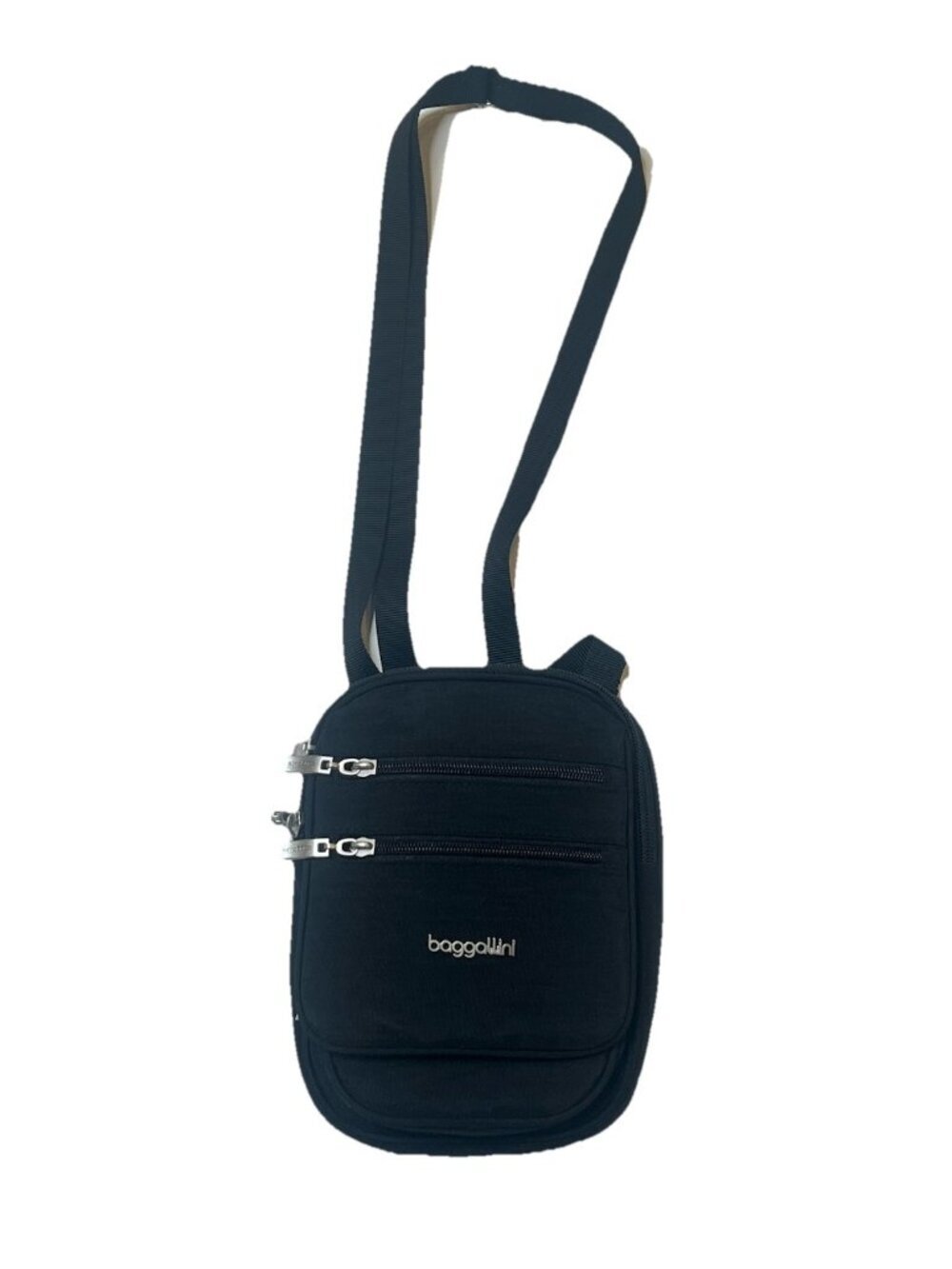 Baggallini Black Nylon Crossbody Travel Organizer Bag Multi Pocket 7x9